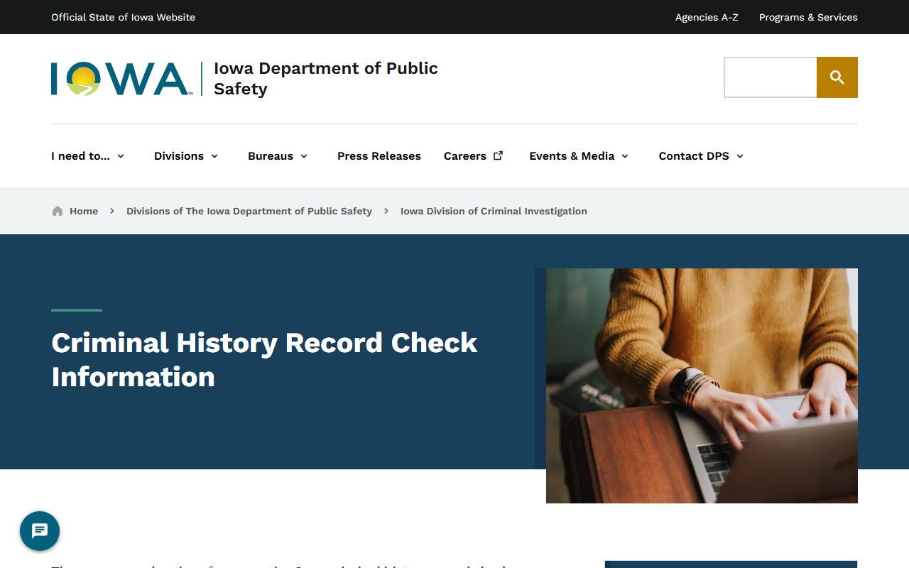 Appanoose County court records after arrest Iowa DCI criminal history request
